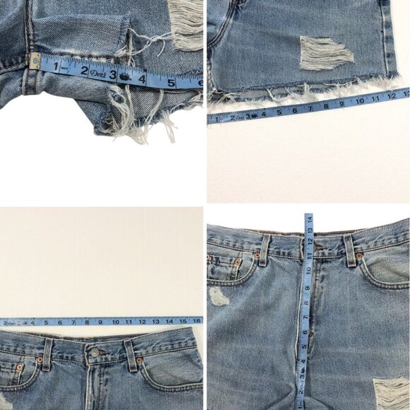 Levi's 560 Vintage Women's Cutoff Denim Shorts Distressed and Frayed Hem Size 12 - Picture 13 of 16